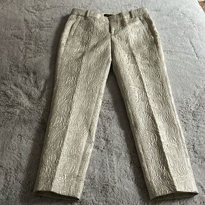 J Crew silver brocade pants size 6